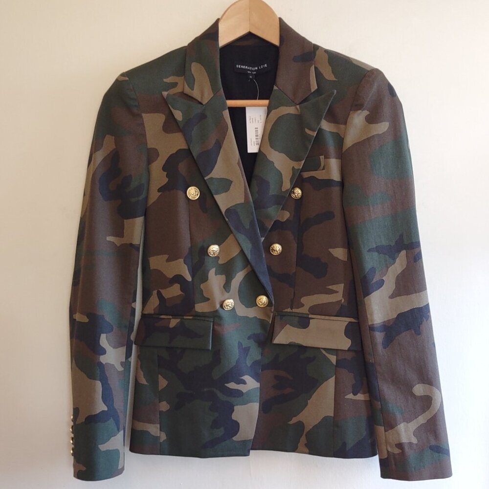 NWT Generation Love Camo Blazer Edgy Military-Inspo Utility Luxe  Size XS - Picture 4 of 15